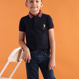 U.S. Polo Assn. Kids Boys Textured Pure Cotton Polo T-shirt-picture-50