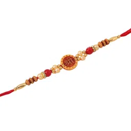 Anouk Set Of 2 Artificial Stones Studded Thread Rakhi With Roli Chawal Chandan & Mishri image 5