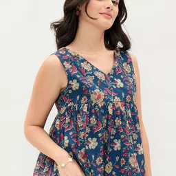OCTICS Floral Printed Cotton Empire Top image 2