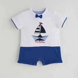 One Friday Infant Boys White Regular Half Sleeve Solid Onesie-picture-10