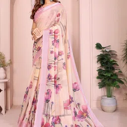 Vastramela Floral Linen Blend Handloom Saree-picture-39