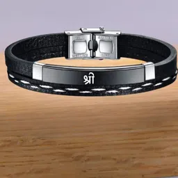 M Men Style Silver-Plated Stainless Steel OM Leather Wraparound Bracelet-picture-23