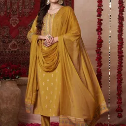 DIVASTRI Women Ethnic Motifs Printed Regular Kurta with Trousers & With Dupatta-image-32