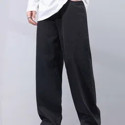 denim look Men Loose Fit Mid Rise Black Jeans image 2