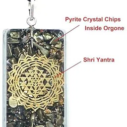 air9999 Shri yantra Laxmi Yantra Natural Pyrite Crystal Chips inside Orgone pendant Crystal Crystal Pendant image 5