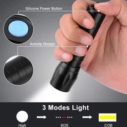 unzag Rechargeable Torch Super Biright Pocket Mini Zoom COB USB Charging 1 hrs Flood Lamp Emergency Light image 5