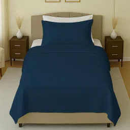 mayfair homes london Red Solid 144 TC Cotton 1 Single Bedhseet with 1 Pillow Cover image 2