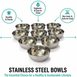 sharky Stainless Steel Serving Bowl combo floral laser design on bowls, diameter 11.5 cm image 3