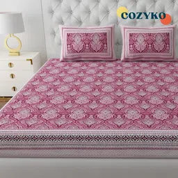 cozyko 200 TC Cotton King Jaipuri Prints Flat Bedsheet image 4
