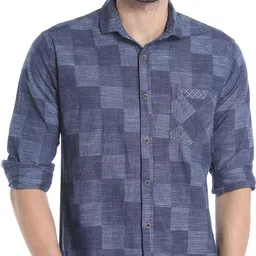 campus sutra Men Regular Fit Checkered Slim Collar Casual Shirt image 1