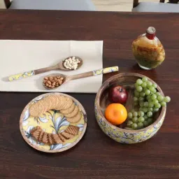 Mist Fresh (Set of 3) MDF Serving Casserole with 2 Wooden Laddle By Rhapsodically Made-picture-46