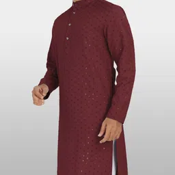 vebnor Men Self Design Jacquard Straight Kurta image 4