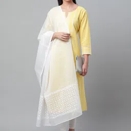 akheri White Chikankari Embroidered Cotton Dupatta-picture-20