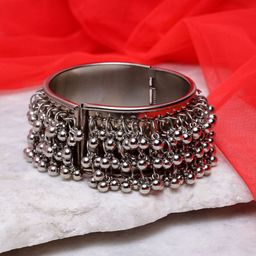 PANASH Silver-Toned Handcrafted Oxidised Bracelet-picture-17