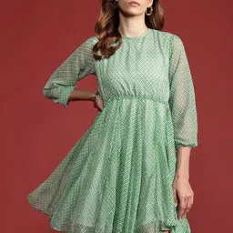 all about you Printed Semi-Sheer Fit & Flare Dress image 5