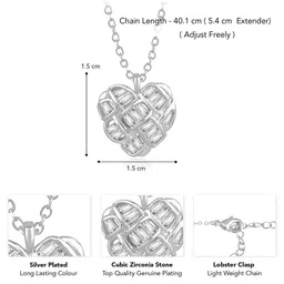 Peora Silver-Plated CZ-Studded Pendant With Chain image 4