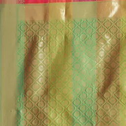 Saree mall Red & Green Checked Silk Blend Sarees image 3