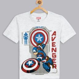 Kidsville Kids Light Grey Captain America Print T-Shirt-picture-25
