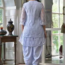AARAAS Self Designed Pure Cotton Mandarin Collar A-Line Kurta With Dhoti Pant image 3