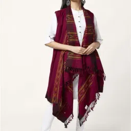 Rangmanch by Pantaloons Maroon Embroidered Cape-image-28
