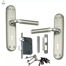 Atom Stainless Steel Silver Door Handle Lock Set, FloradottedLegend 2-picture-8