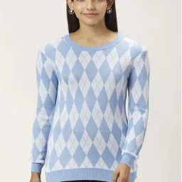 Annabelle by Pantaloons Blue Jacquard Pattern Sweater-picture-14