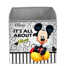 Kuber Industries Grey & Black Disney Mickey Print Extra Large Foldable Storage Cube With Handle image 2