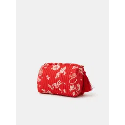 Accessorize London Womens Paisley Print Quilted Make Up Pouch - Red image 2