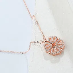 Zabby Allen Stainless Steel Rose Gold-Plated Rhinestone Studded Heart Chain-picture-28