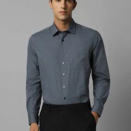 Louis Philippe Grey Cotton Slim Fit Printed Shirt-picture-18