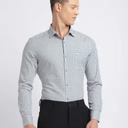 The Bear House Light Blue Slim Fit Check Cotton Shirt-image-3