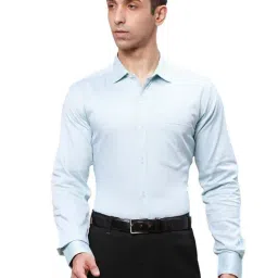 Park Avenue Green Cotton Slim Fit Self Pattern Shirt-image-96