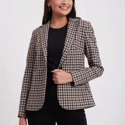 Fablestreet Black & Beige Checks Blazer-image-26