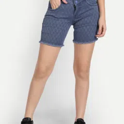 Angelfab Blue Cotton Textured Shorts-image-8