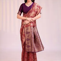 Moda Rapido Maroon Silk Cotton Woven Design Sarees-picture-27