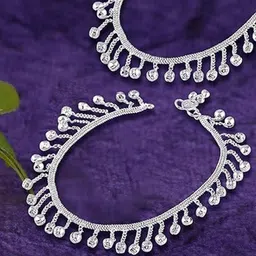 Lila Set of 2 Silver-Plated Beaded Anklets image 1