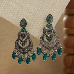 Aatmana Silver-Plated Kundan Studded Animal Shaped Chand Bali Earrings-picture-33