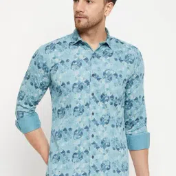 Duke Sky Blue Slim Fit Printed Shirt-image-0