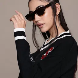 The Roadster Lifestyle Co. Striped Acrylic Pullover with Applique Detail-picture-35