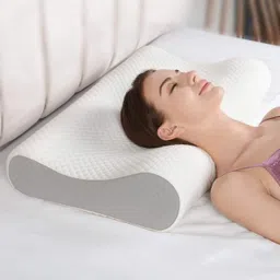 payoca Memory Foam Pillow, Contour Cervical Orthopedic Memory Foam Pillows Supports Neck Pain and Shoulder Pain for Sleeping, Ergonomic Cervical Pillow (PACK OF 1) White image 1