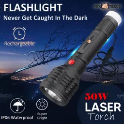 Pick Ur Needs Dual Mode Power Full Led Rechargeable Torch With Small Back Light Up To 400 Meter Range Torch Emergency image 5
