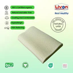 Rest Healthy Latex Contour Pillow - Organic Pure Natural 60x40x10-12cm, 65 Density, Breathable, Orthopaedic, Durable, Hypoallergenic, Neck Support, Cooling, Latex Contour Pillow by Livon Comforts image 3