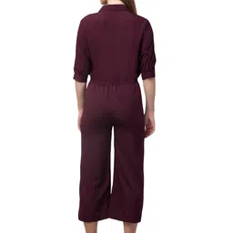 glito Solid Shirt Collar Half Sleeves Jumpsuit For Women image 4