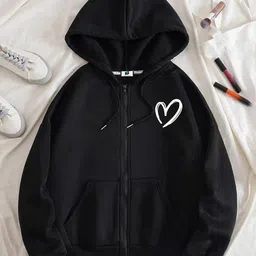 sxv style Heart Printed Sweatshirt Hoodie image 2