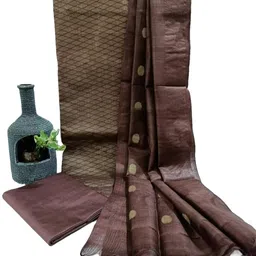 haider ali and sons HAIDER ALI Suit Set for Women with Dupatta | Handloom Semi Tussar Silk Printed Unstitched Salwar Suit Dress image 1