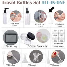 le chiic Leak Proof Portable Toiletry Empty Sprayers Bottle Containers Set 11-Pcs | Cosmetic Toiletries Travel Pouch Refillable Spray Bottles Kit for Lotion Body Wash (‎Black) image 5