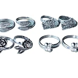kp jewels Women & Girls Metal Fancy Glossy finish Toe Ring Adjustable Bichiya/Leg Finger Ring-Combo-4 (A_C_P_110816_Silver) image 1