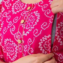 henal Women's Rayon A-Line Maternity Feeding Kurti with Zippers image 5