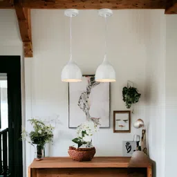 GreyWings Aluminium Hanging Shade Light, Bulb Not Included, White, Pack of 3 image 2