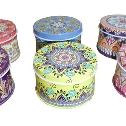 mizy enterprises Mizy round shaped tin storage boxes containers gift box multipurpose box (pack of 5) image 4